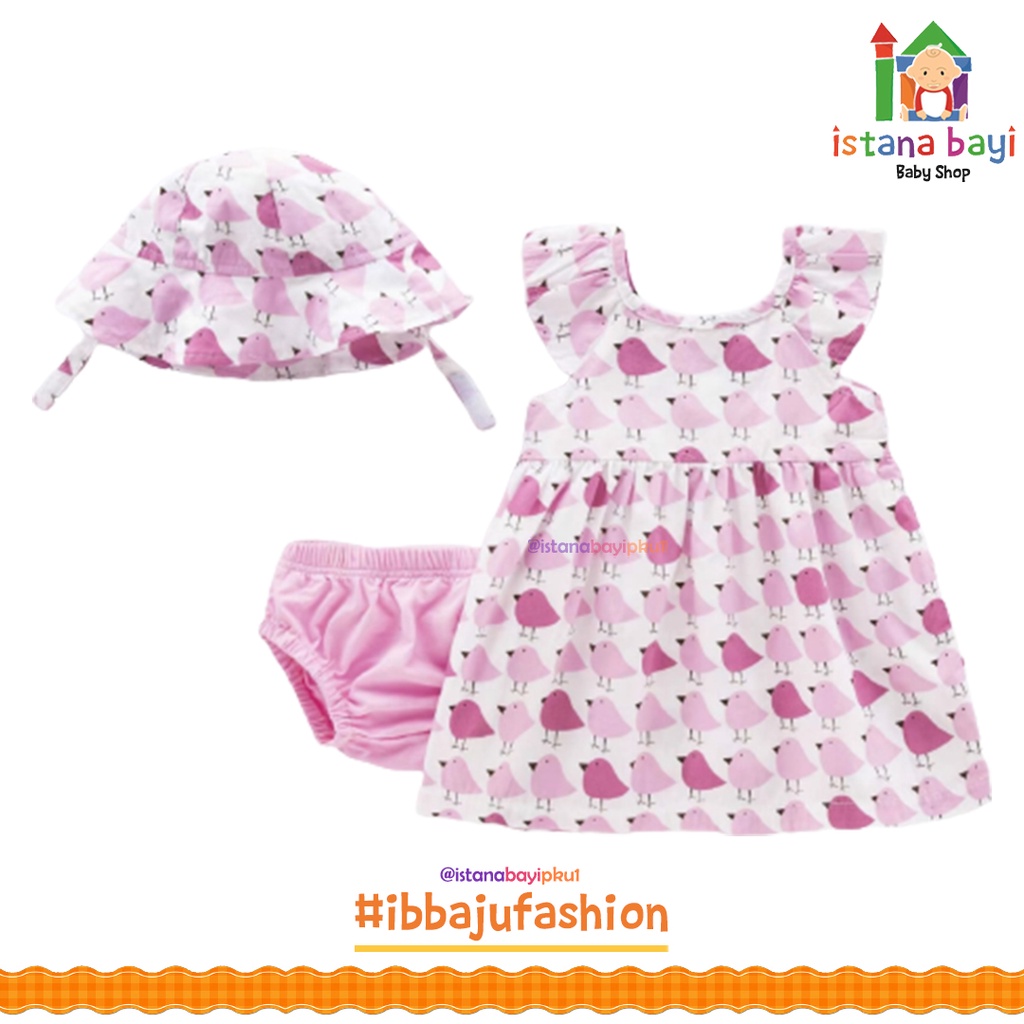 Catellove Dress Set + Topi Anak Cewek 221801 / Dress Set Anak Perempuan