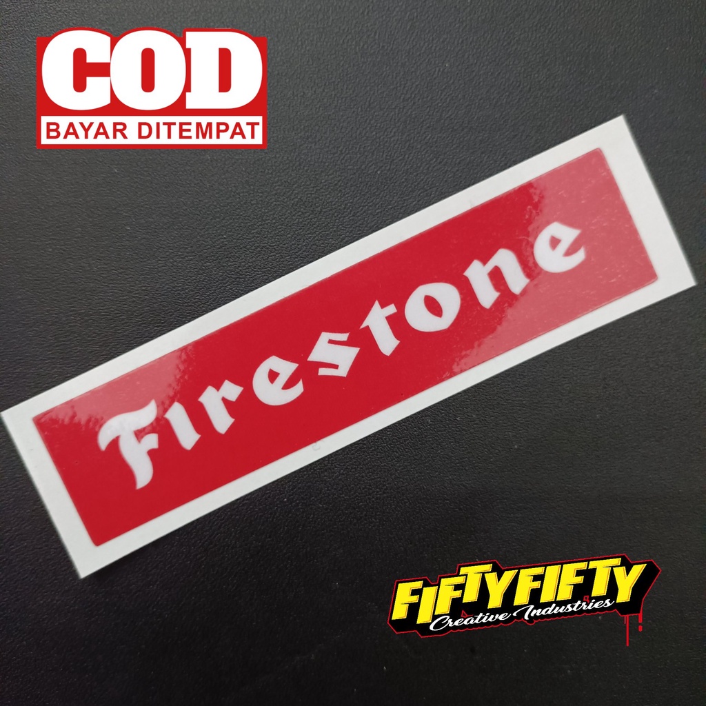 Stiker Print Cut FIRE STONE Stiker Printing Laminasi Glossy Stiker Motor Mobil Helm Sudah Membentuk Pola Desain