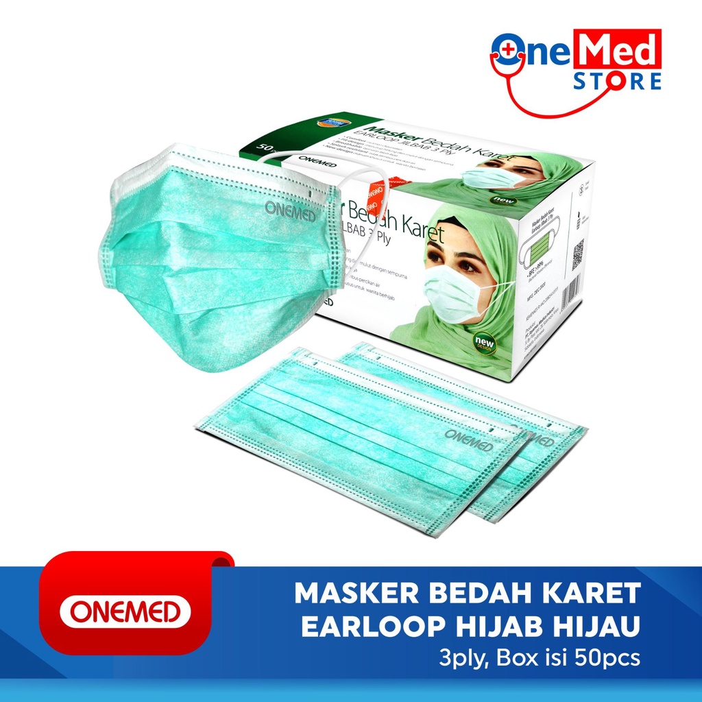 Masker Jilbab Blue OneMed box 50pcs OJ OJ