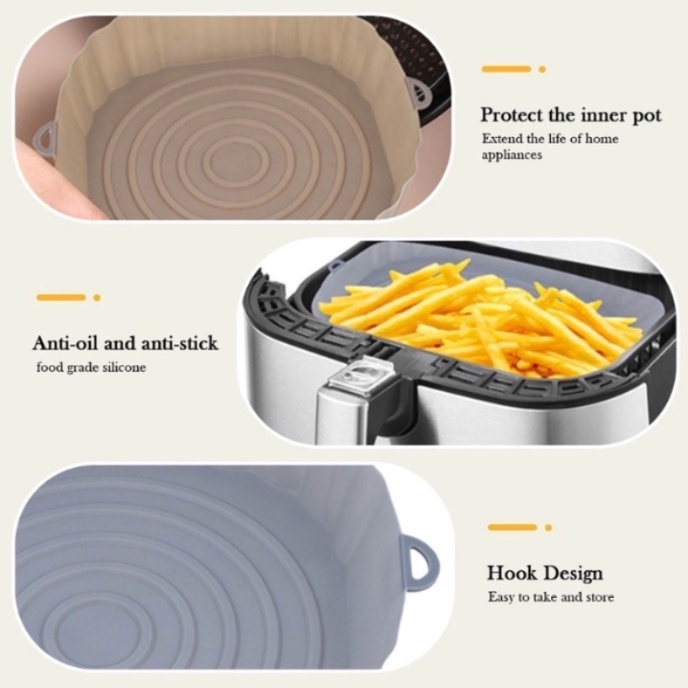 【COD】Loyang Air Fryer/Round Air Fryer Silicone Pot/Air Fryer Loyang Silikon Dapat Digunakan Kembali