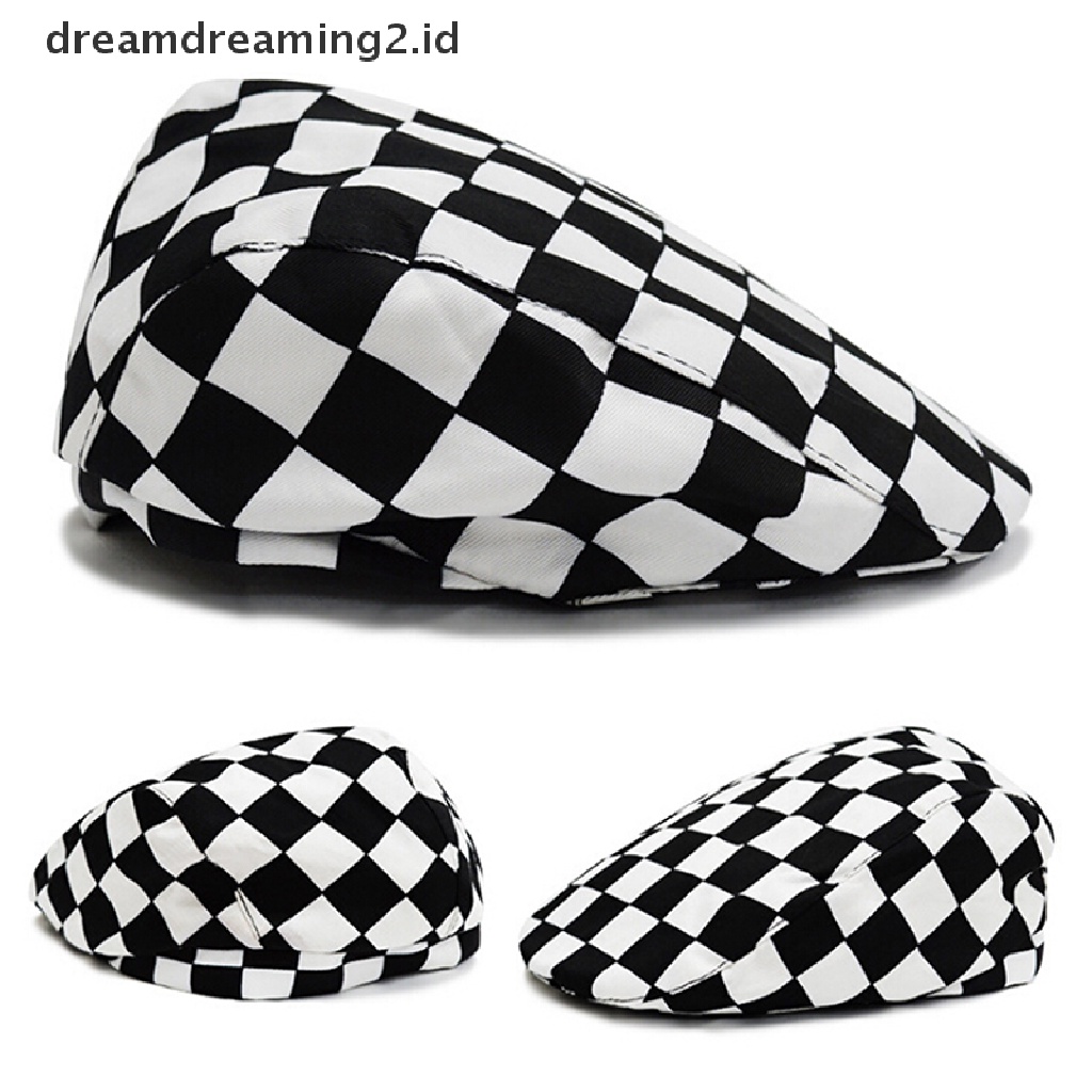 (dream) Topi Baret Pria Fashion Newsboy Driver Solid Katun Cabbie Golf Flat Cap.