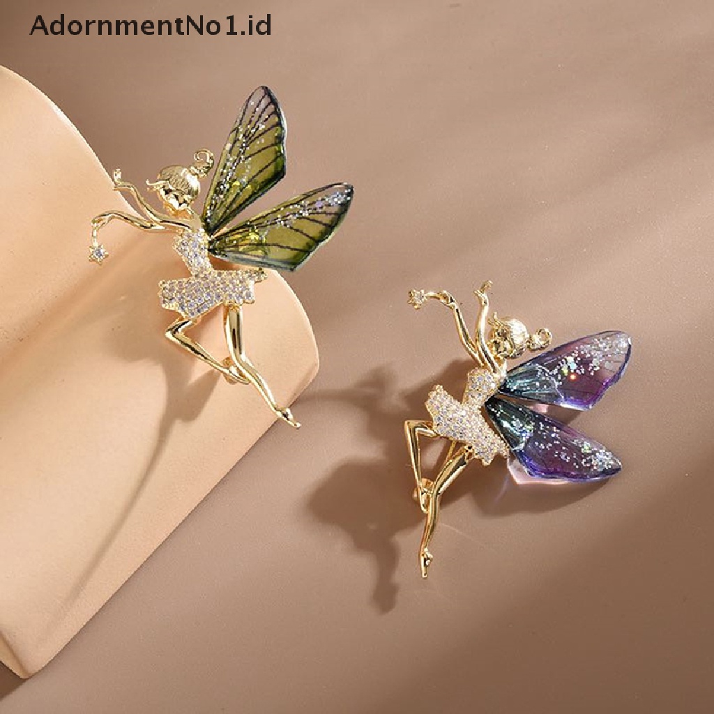 [AdornmentNo1] Fashion Alloy Malaikat Peri Hias Zirkon Bros Untuk Wanita Mantel Berlian Imitasi Payet Korsase Pin Perhiasan Hadiah [ID]