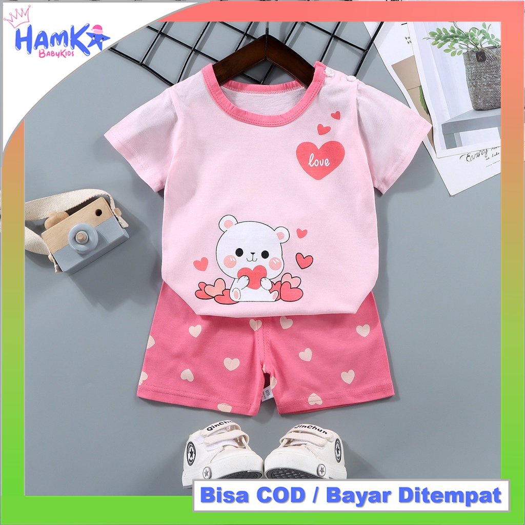 Setelan Baju Anak Bayi Lengan Pendek Import 0 - 4 Tahun Perempuan Dan Laki Laki SET