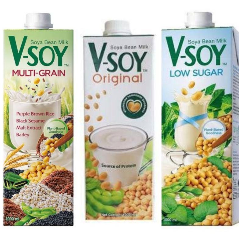 

☛ 100% dijamin kualitas Vsoy Susu Kedelai Original / Multi Grain | V-soy Soya Milk 1 Liter UHT Serba Murah