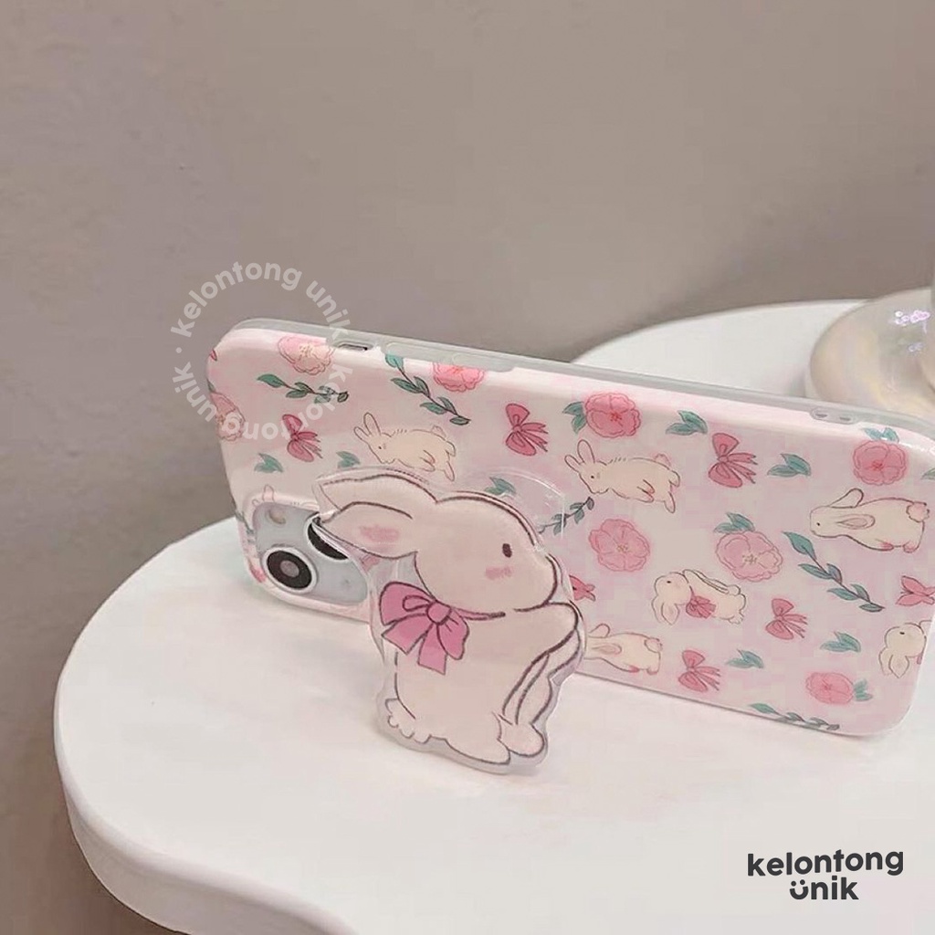 For iPhone - Bunny Shabby Chic Glossy Soft Case with Griptok