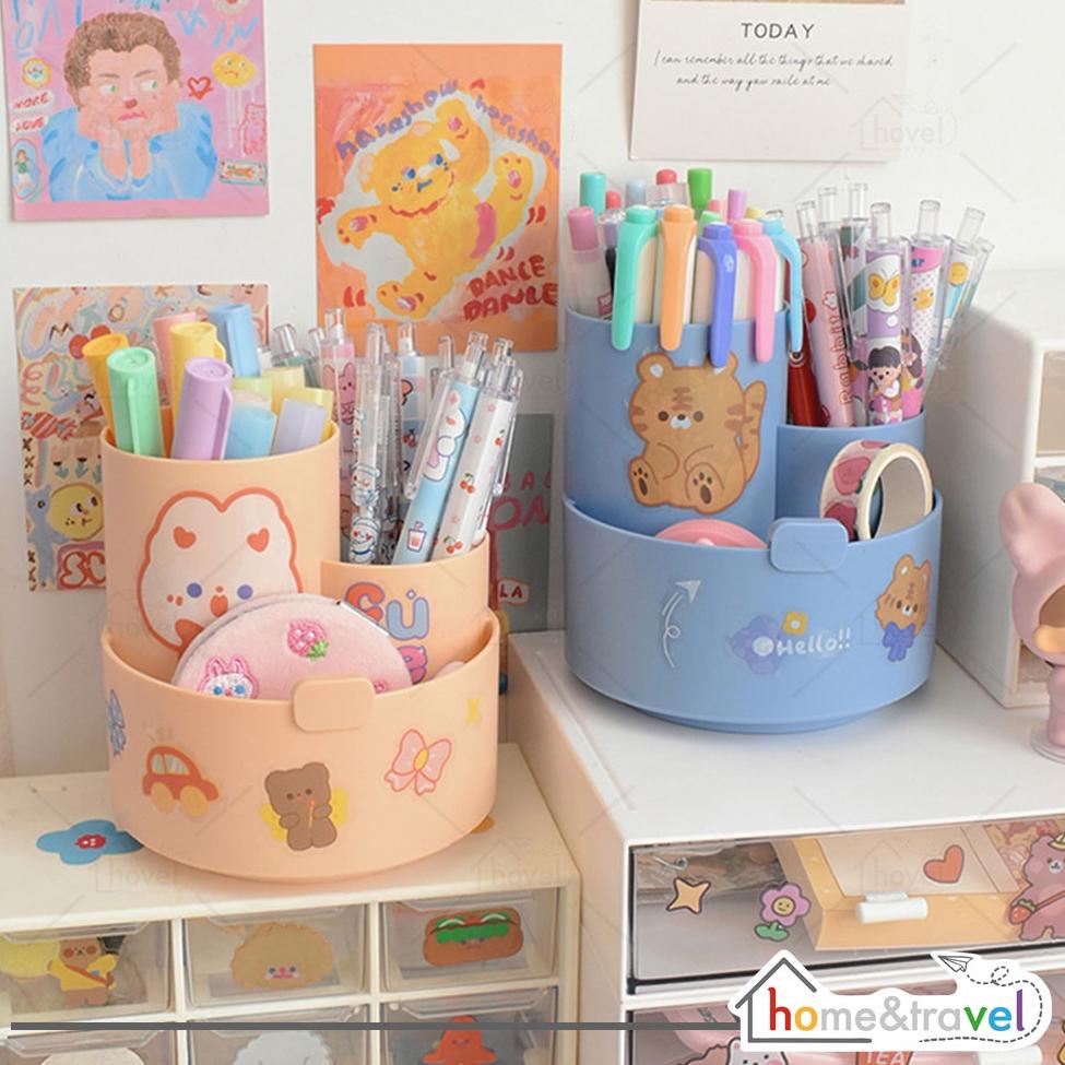 

I78 HOVELSHOP Kotak Tempat Pensil Putar Rak Alat Kosmetik Peralatan Kantor Desk Storage Organizer READY GK34