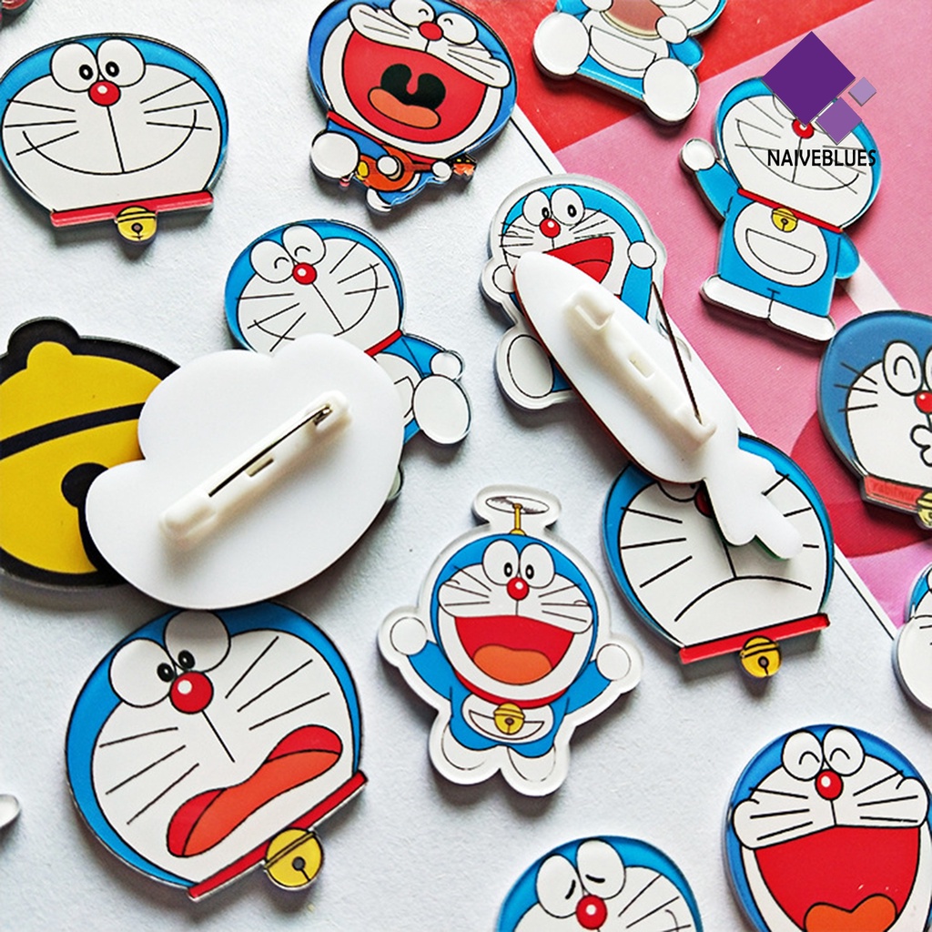 &lt; Naiveblues &gt; 5Pcs Bros Kerah Lencana Kartun Hias Plastik Anime Jepang Doraemon Untuk Pesta