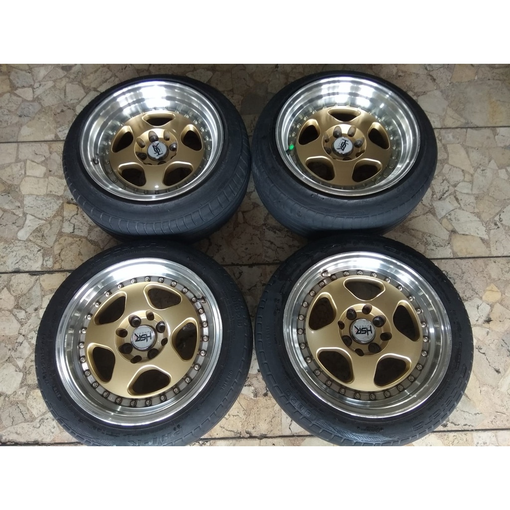 Velg Mobil Bekas Celong Ring 15 Lebar depan 7 lebar 8,5 Pcd 8x100-114,3 offset 35/25 Warna Gold Poli