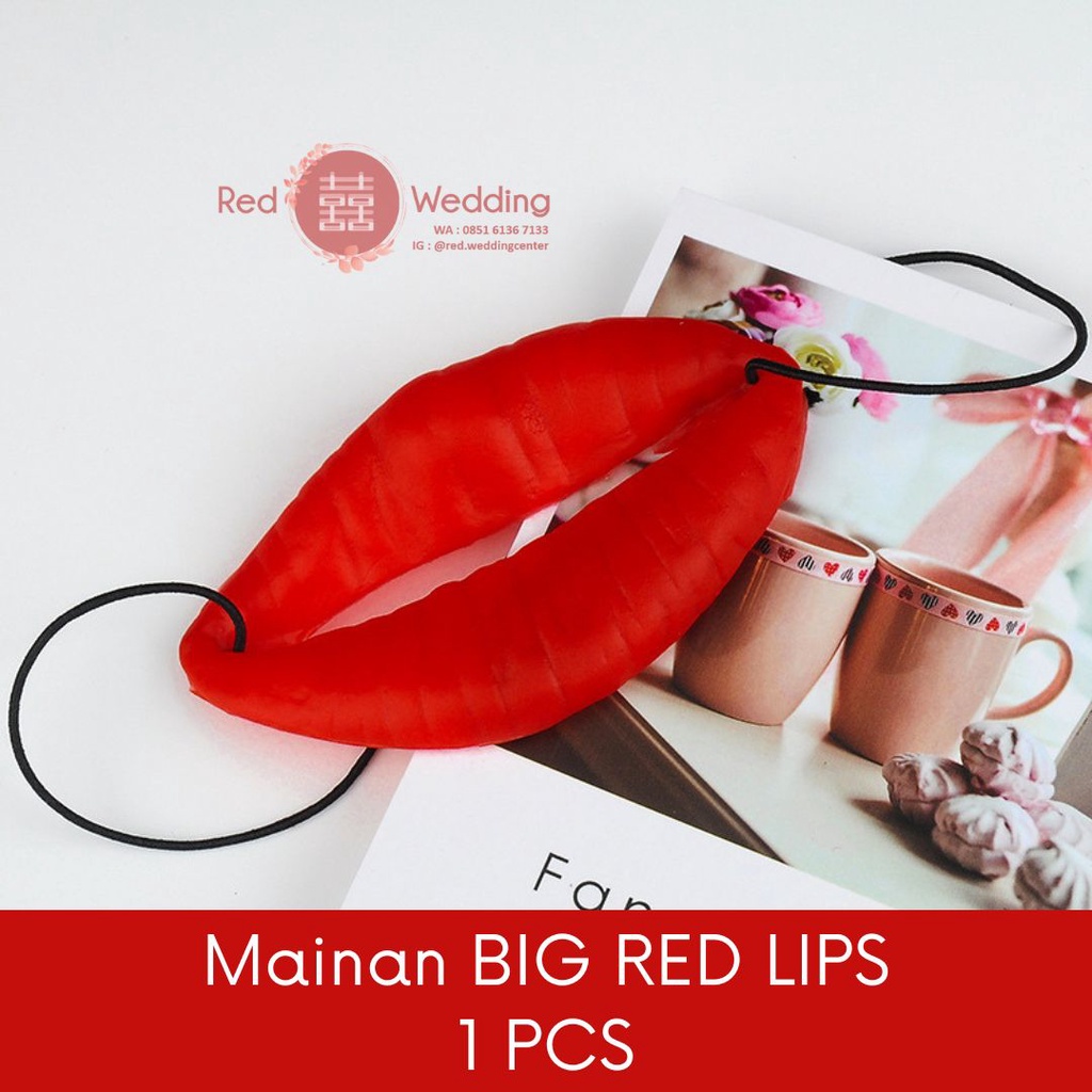Bando Bunga Lucu BIG RED LIPS Wedding Mainan Game Permainan Accessoris Funny Bando Pengantin Groom Bride