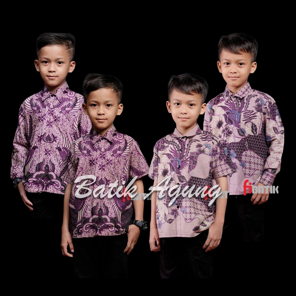 Kemeja Hem Baju Batik Couple Sweet Kakak Adik Anak Laki Laki Cowok Lengan Pendek Panjang Umur 2-13 Tahun Motif Batik Ungu Lilac Modern Keren Murah Terbaru / Atasan Seragam Hem Kemeja Batik Anak Formal Sekolah Lengan Pendek Panjang Anak Cowok Murah Premium