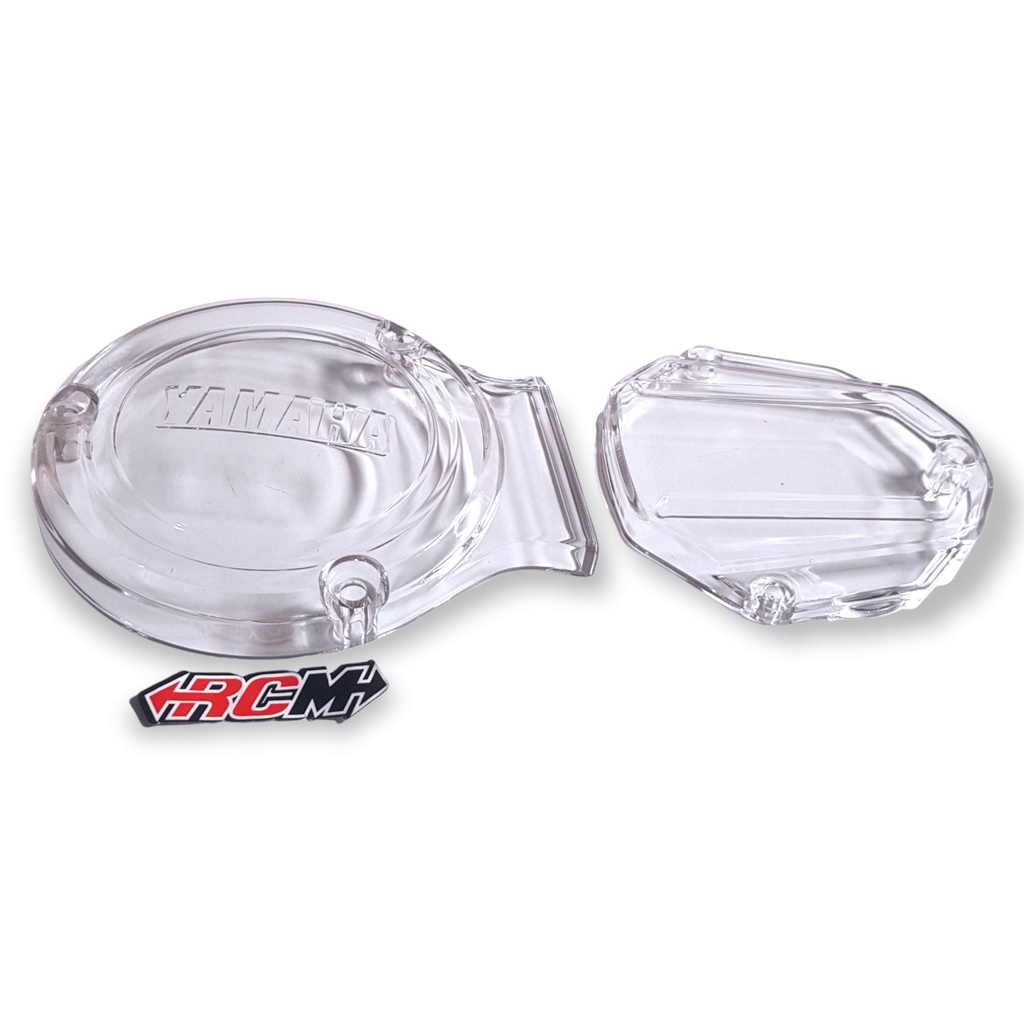 SEPASANG ENGINE COVER PLASTIK CRAKCASE TUTUP MESIN KANAN BLOK BLOX KOPLING PROTEKTOR PROTECTOR KANAN YAMAHA RXK RX-K RX-KING ADA LOGO RXKING RX K KING TRANSPARAN BENING CLEAR LOKAL BEST QUALITY BAHAN TEBAL JAMINAN KUALITAS