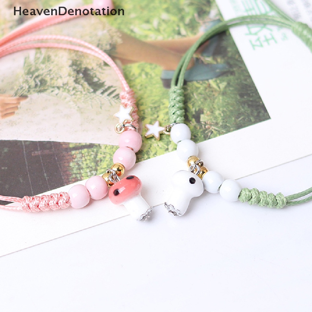 [HeavenDenotation] Hot Sale Retro Gelang Wanita Jamur Keramik Buatan Tangan DIY Bracelets Artware Untuk Wanita Gadis Hadiah Perhiasan HDV