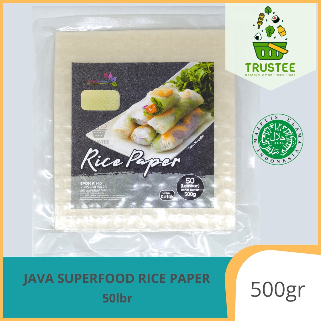 Java Super Food Rice Paper Kotak 50 Lembar - Kulit Lumpia Vietnam Spring Roll Salad Wrap 500gr