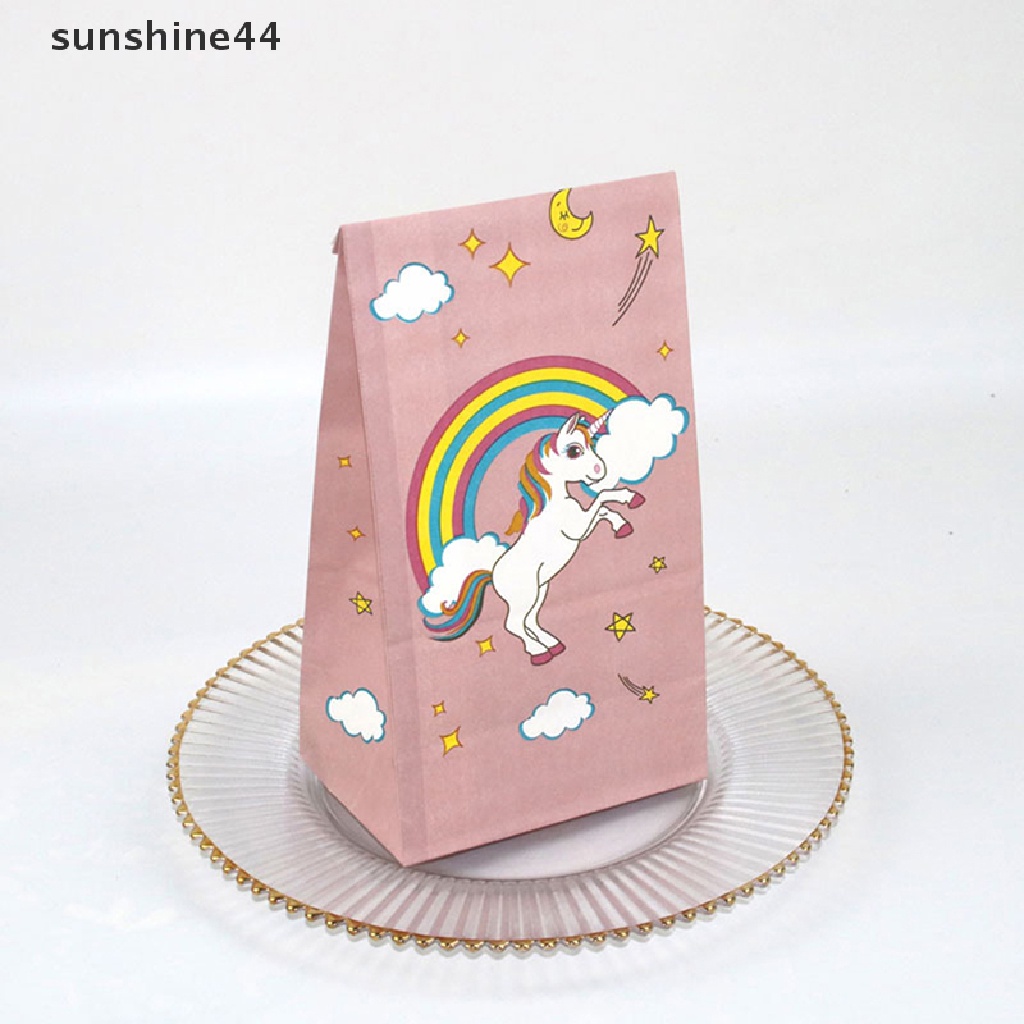 Sunshine 12Pcs/Pack Unicorn Paper Candy Gift Bag Kantong Kertas Kraft Kue Pesta Unicorn ID