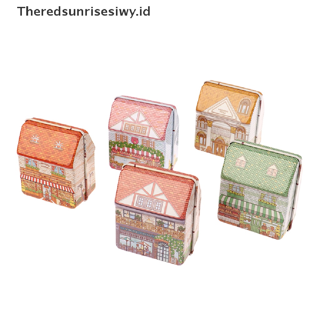 #New# Vintage Mini Tinplate Box Kotak Penyimpanan Dream House Wadah Metal Warna Random~