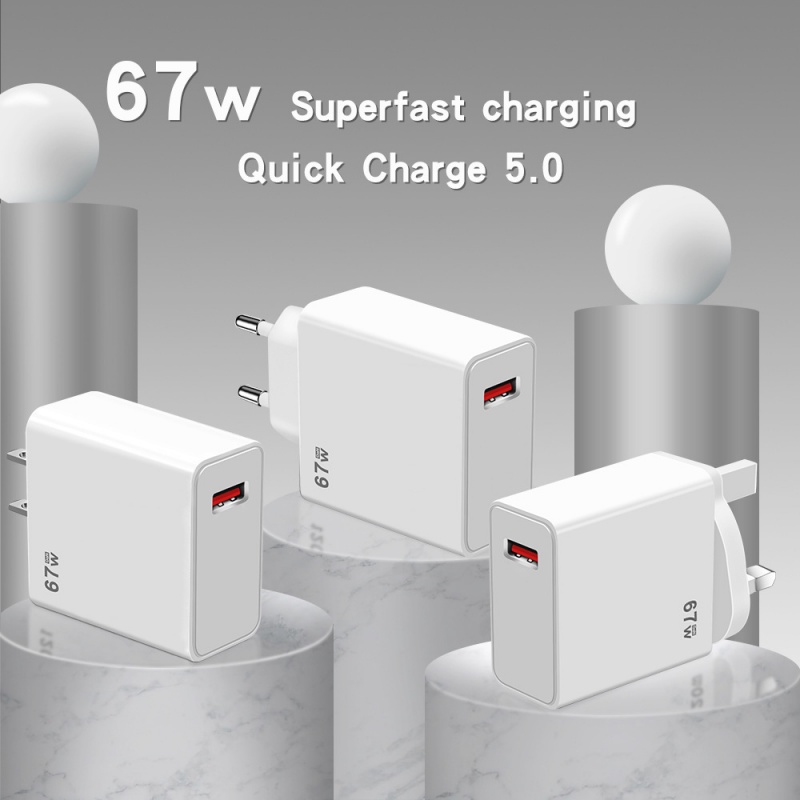 67w Super Fast Charging Super Flash Charging Charger Handphone 5V5A Kepala Pengisian Adaptor USB Eropa Dan Amerika