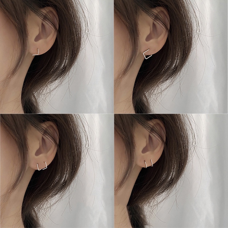 We Flower Anting Tusuk Gantung Wanita Bahan Sterling Silver 925 Desain Geometri 3D Gaya Korea Untuk Hadiah