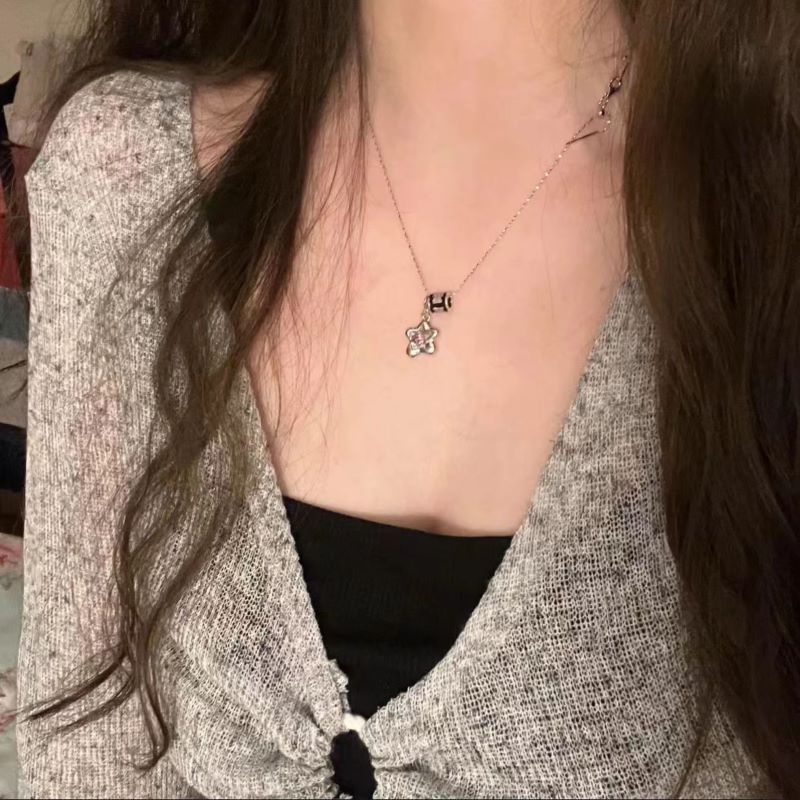 Kalung Geometri Bunga Bintang Berlian Imitasi Fashion Alloy Untuk Wanita