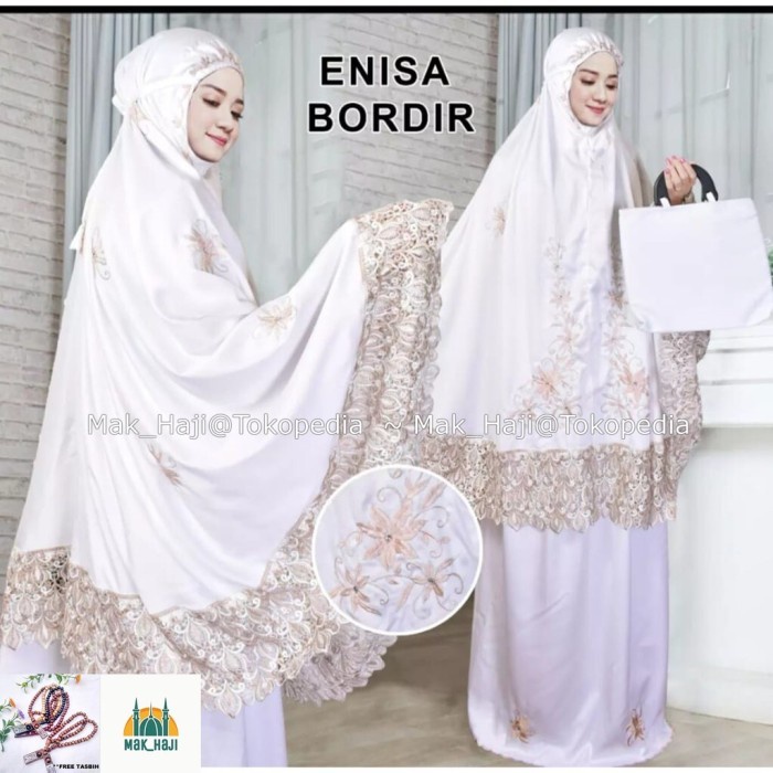 MUKENA DEWASA ENISA LUNA MAYA RENDA BORDIR SITI KHADIJAH PASTELEENA - Putih Y2U1