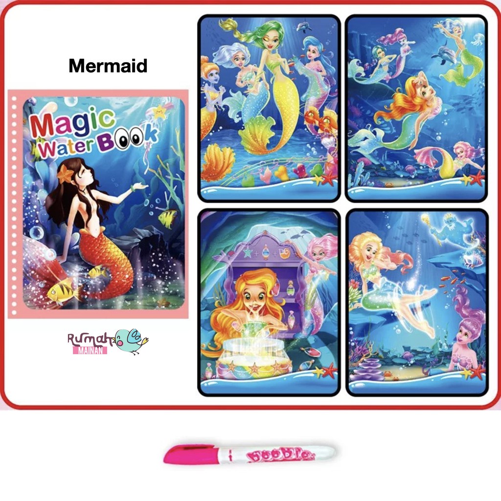 Mainan Edukasi Magic Water Book Buku Mewarnai Mainan Air Bersih Rumah Kado Bayi