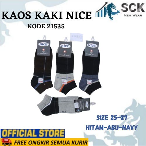 Kaos Kaki Pria NICE 21535 Tumit MOTIF Garis / Kaus Kaki Invisible Socks Kaos Kaki