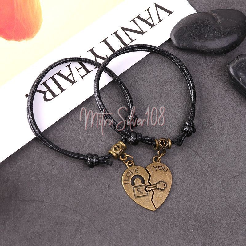 [MS108] GL 47 Gelang Couple Liontin Gembok | Kunci Gelang Couple Kekinian Ala Korea / Untuk Wanita ( 2pcs)