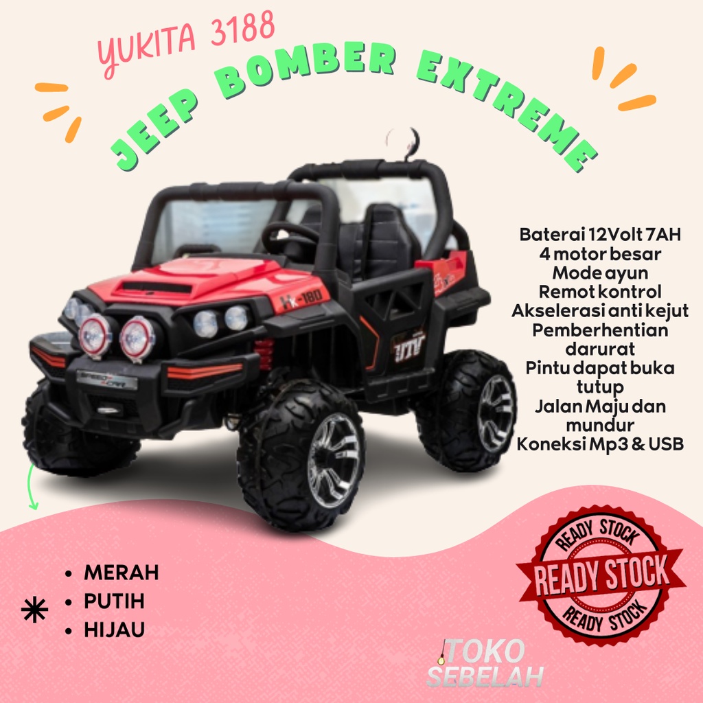 Mainan Anak Mobil Aki - YUKITA 3188 JEEP BOMBER XTREME UTV