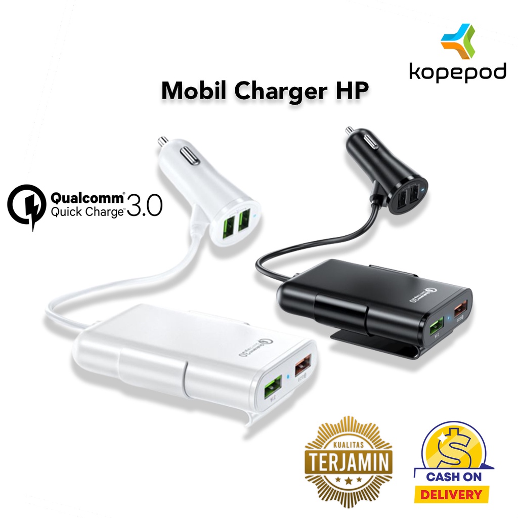 FASTCHARGING Charger Mobil 4 Slot USB 1.8 meter Quick Charge 3.0