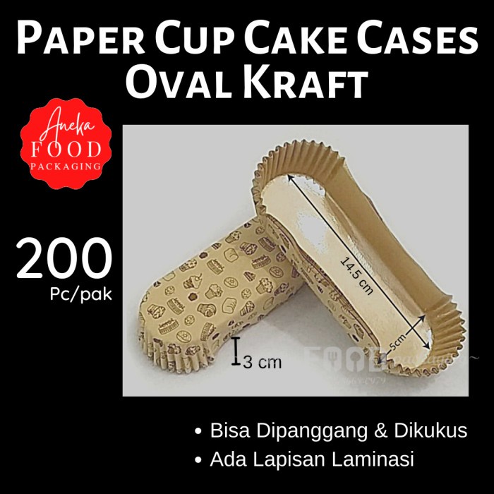 Terlaris Kertas Tatakan Kue Roti/Paper Cup Cake Laminasi Oval Kraft Aneka Kue