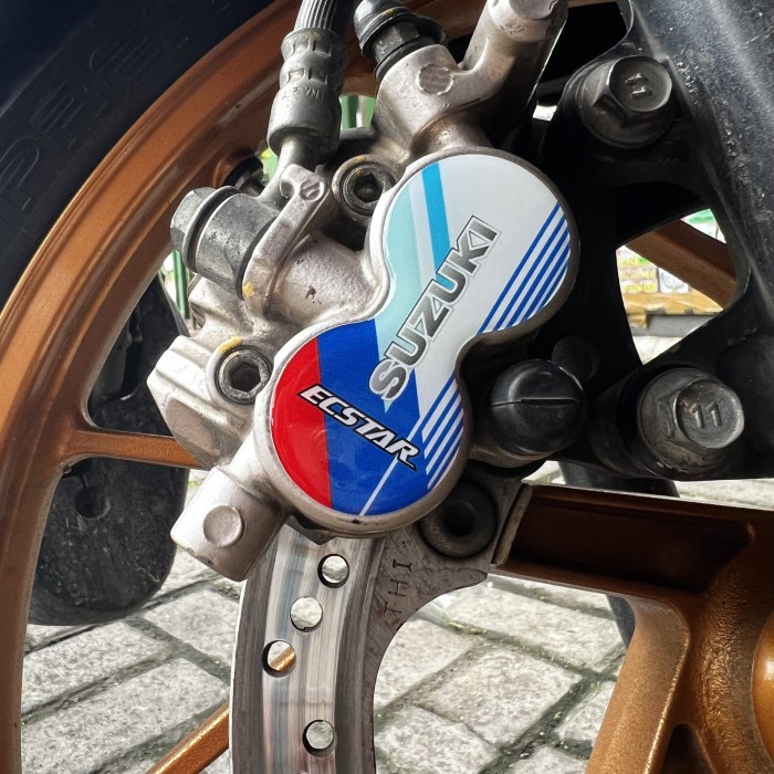 stiker Rem Suzuki sticker KALIPER DOUBLE PISTON TIMBUL - Ecstar Biru