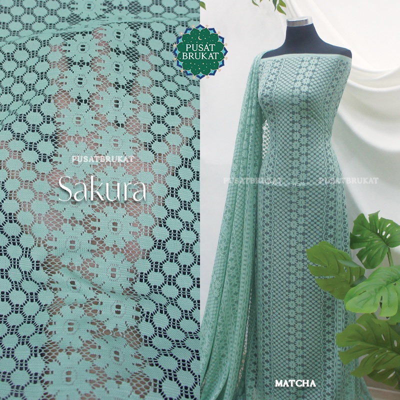 KAIN LACE KEBAYA BROKAT METERAN / BRUKAT GARIS SALUR MALIKA VINTAGE - SAKURA PBH 22867 LEBAR 150CM [Harga per 0.5m]