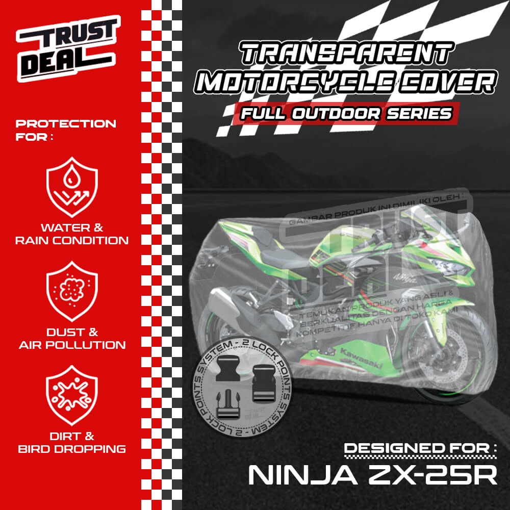 Sarung Cover Motor Plastik Transparan KAWASAKI NINJA ZX 25R ZX25R Selimut Penutup TEBAL Anti Air