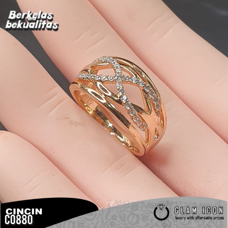 Cincin Wanita Motif Mata baris silang daun C0880 CCG