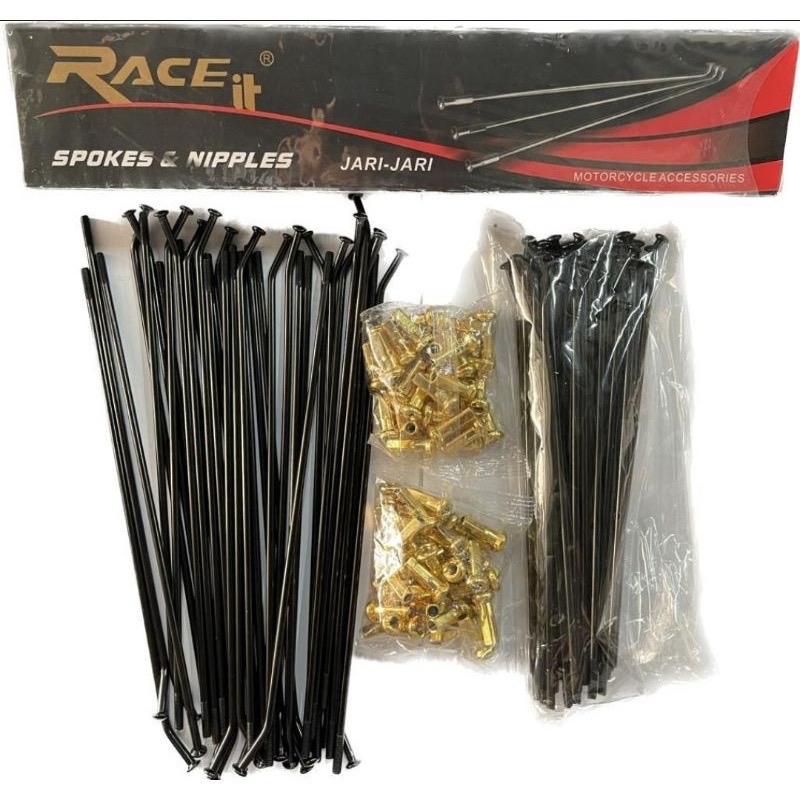 ( BISA COD ) Ruji Jari Jari Hitam/Gold Bahan Premium 1 Set SuperMoto Trail Cross Ring 17/17 , 16/19 , 18/21 , Klx | Crf 150 L | WR | Dtracker , Batang Besar 72 Pcs