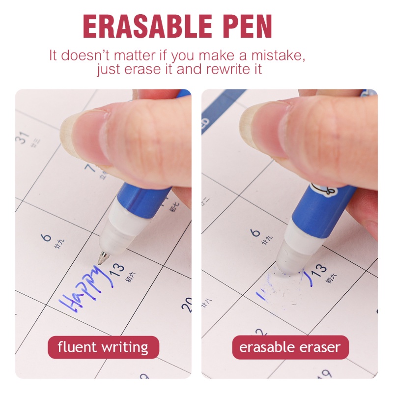 [Harga Grosir] [Unggulan] Kawaii Push Erasable Gel Pen 0.5mm Biru Refill Bolpoin Kreatif Siswa Menulis Tanda Tangan Pena Perlengkapan Alat Tulis Kantor Sekolah