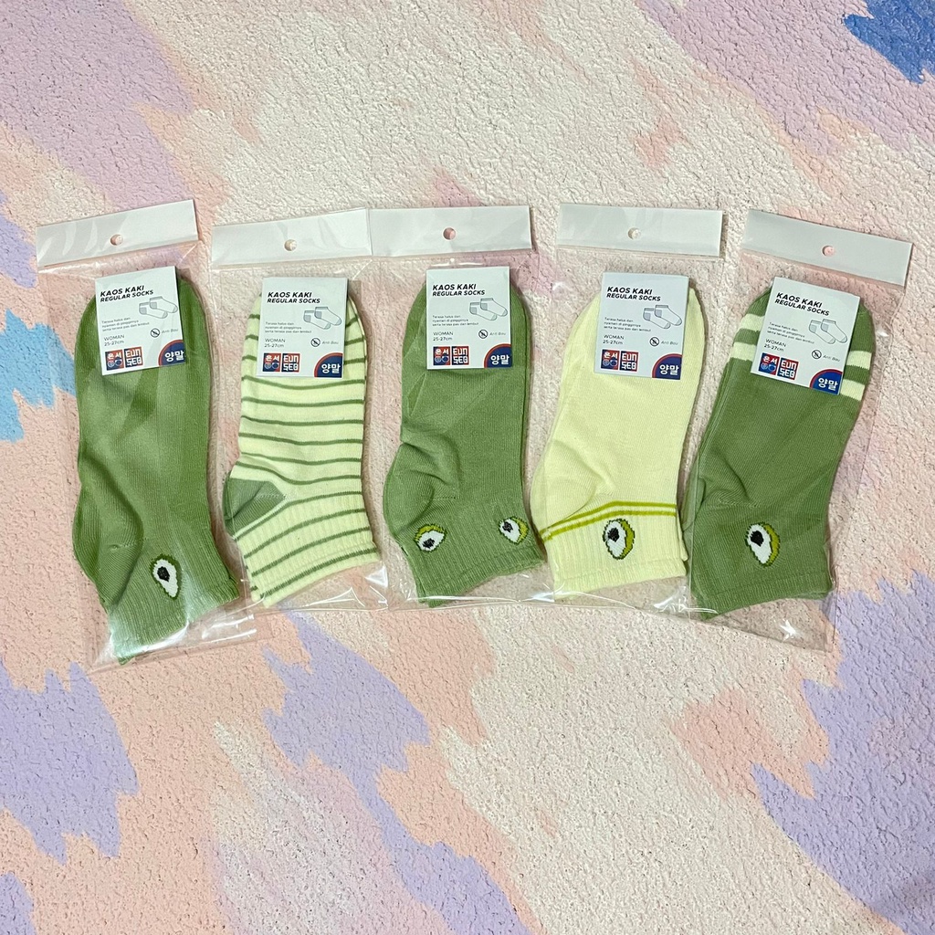 EUNSEO Kaos Kaki Pendek Wanita Motif Avocado Fashion Korea Kaoskaki Semata Kaki Premium