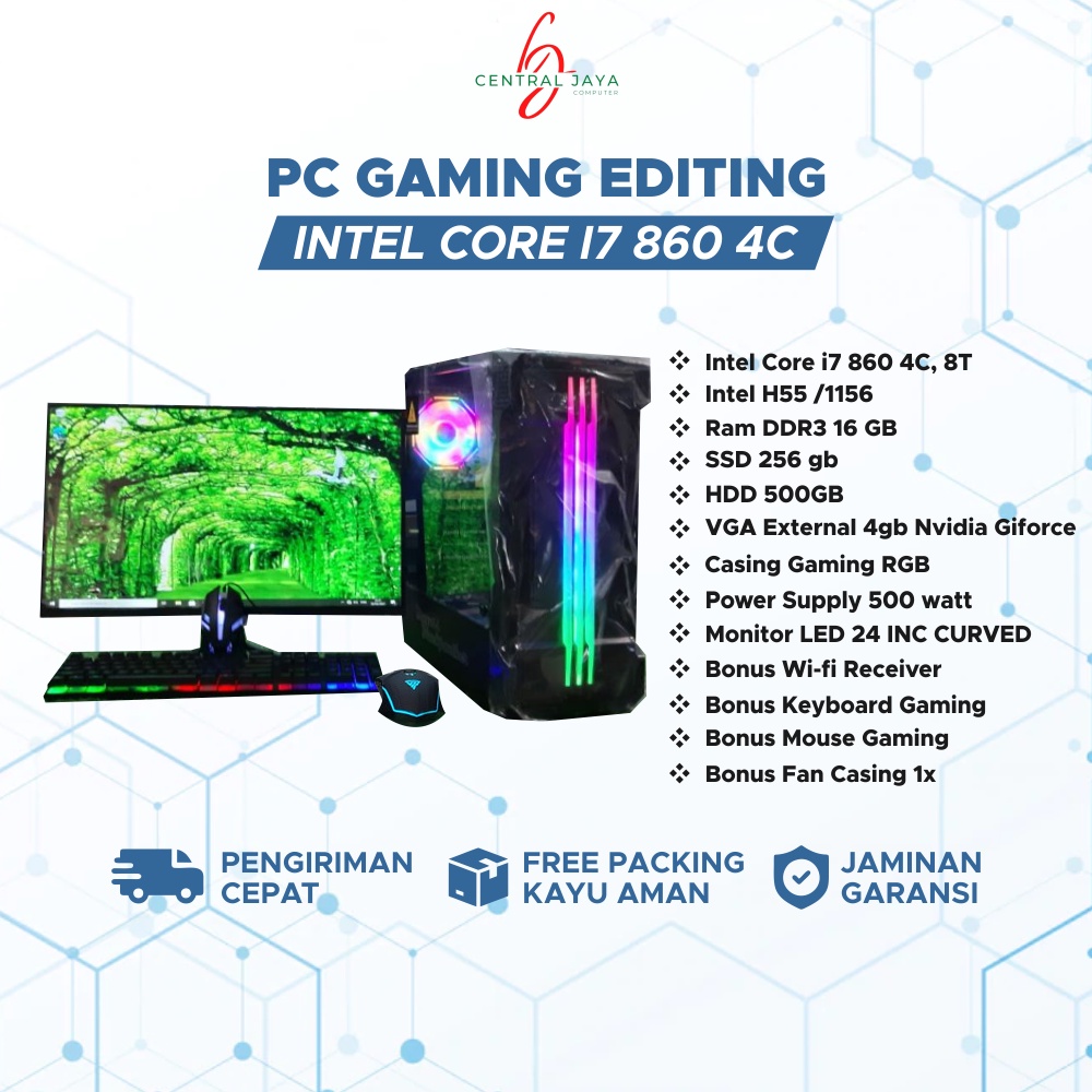 PC Gaming Rendering Core i7 6700 | DDR4 8GB | RX 580 8GB | HDD SSD | Monitor 24 inch