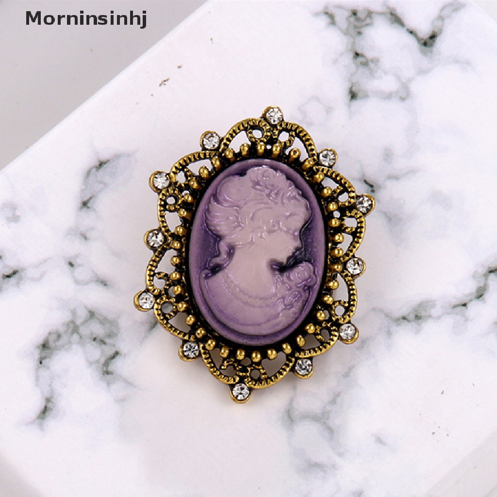 Mornin Pernikahan Retro Cameo Mutiara Kristal Berlian Imitasi Bros Pin Bunga Wanita Perhiasan id