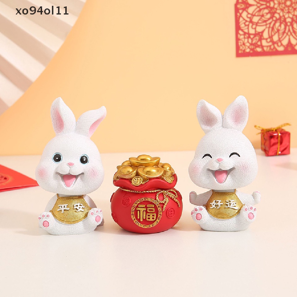 Xo Kawaii Hiasan Mobil Kelinci Dekorasi Tahun Mini Resin Bunny Cute Decoration OL