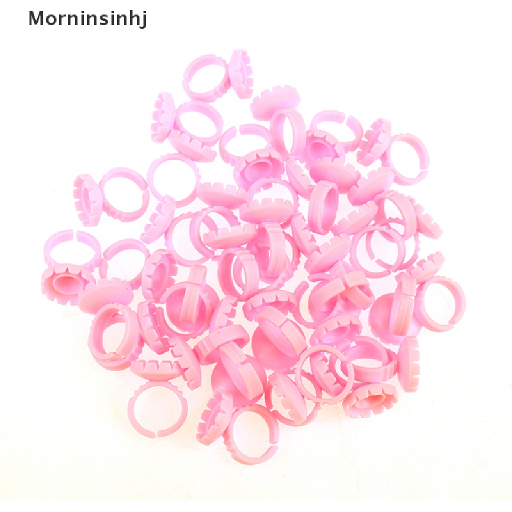 Mornin 100Pcs Disposable Eyelash Extension Rings Lem Lash Fan Cup Finger Holder Fans id