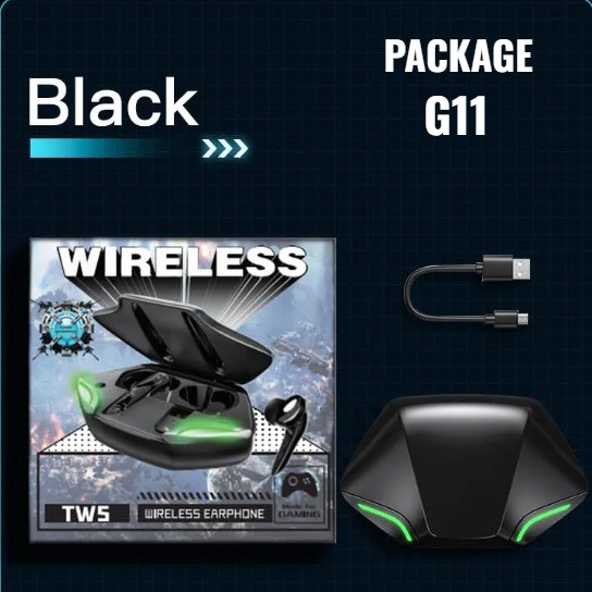 G11 Headset Gaming Wireless TWS Earphone Bluetooth With Mic Earbud Waterproof Bass Stereo AH067 - XOBOX