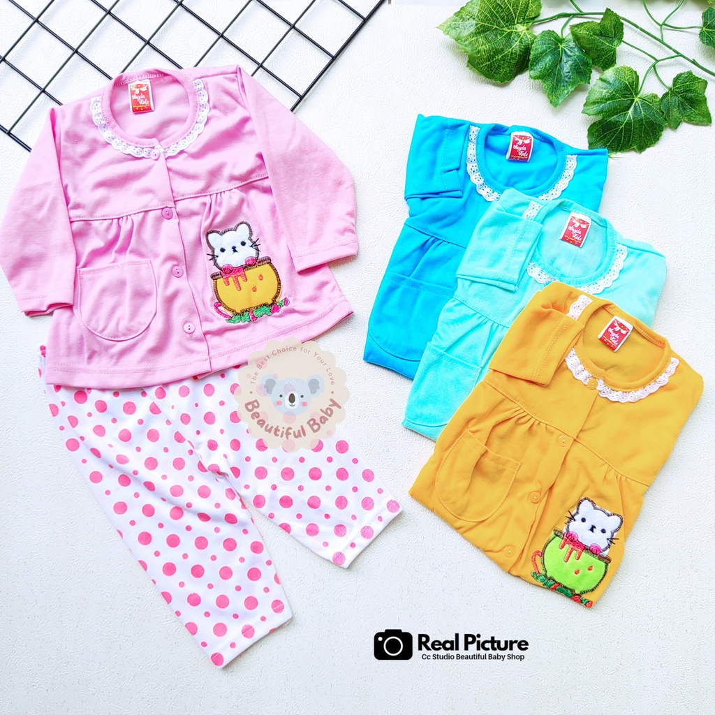 Setelan Baju Bayi Panjang Motif Bordir Gucci / Setelan Piyama Bayi Perempuan 3-12 Bulan / Baju Bayi Perempuan Yeiko / Baby.ou