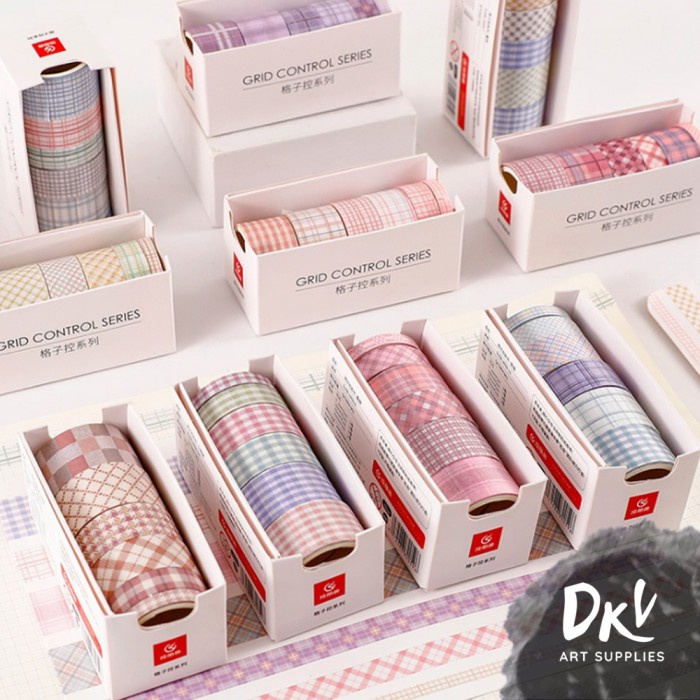 

Tape Washi Tape 6 Pcs / Rolls Kotak Grid Masking Tape Set Gingham Pattern