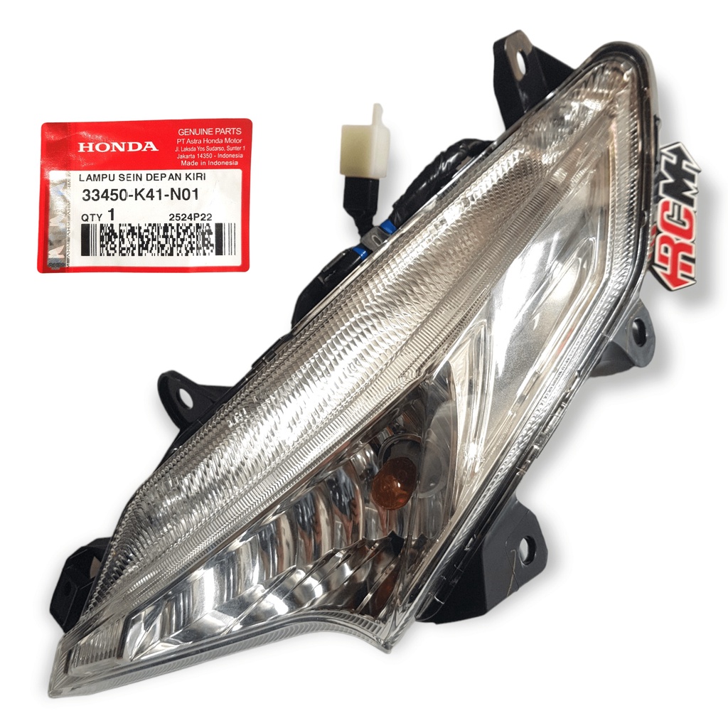 33450-K41-N01 MICA MIKA KACA LENSA LAMPU SEN SEIN RETING RETTING RITING ASSY DPN DEPAN KIRI NEW BARU SUPRAX125 X 125 FI F1 INJEKSI INJECTION ORI ORIGINAL HONDA AHM HGP ASLI