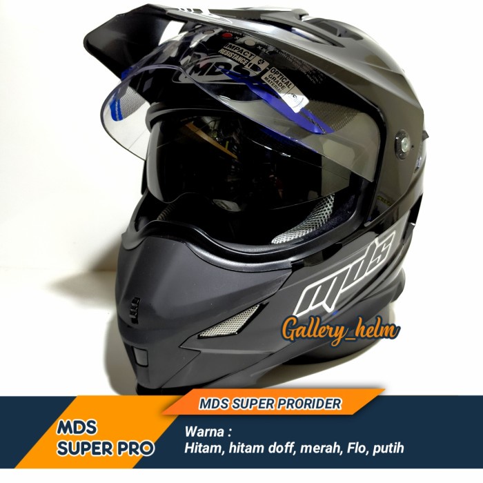 Terlaris Helm Mds Supermoto Solid Hitam Mds Super Pro Cross Trail