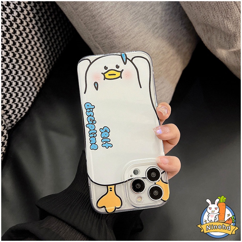 Casing Kompatibel Untuk Iphone14 13 12 11 Pro Max X Xr Xs Max IPhone 8 7 6 6s Plus SE 2020 Bebek Lucu Bening Space Phone Case Silikon Lembut Bumper Debu Shock Full Cover Pelindung