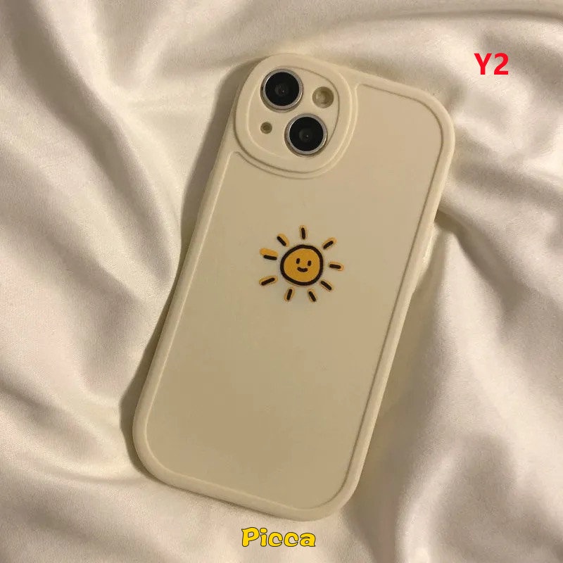 Samsung A13 A14 A04 A12 A53 A02s A32 A33 A50 A03 A04s A21s A20s A31A50s A30s A22 A73 A03s A72 A23 A71 A20 A51 A52 A11 A10s A52s Simple Warna Solid Pasangan Bulan Matahari Soft Tpu Case