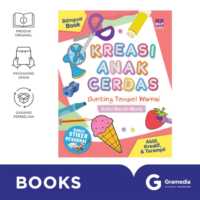 

Buku Kreasi Anak Cerdas: Gunting, Tempel, Warnai (Edisi Merah Muda)
