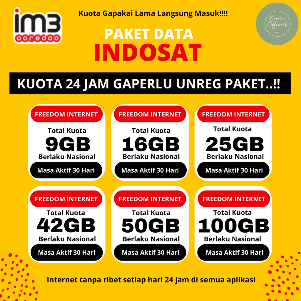 PAKET DATA IM3 INDOSAT FREEDOM INTERNET, FREEDOM HARIAN & FREEDOM U SUPER MURAH PROSES CEPAT