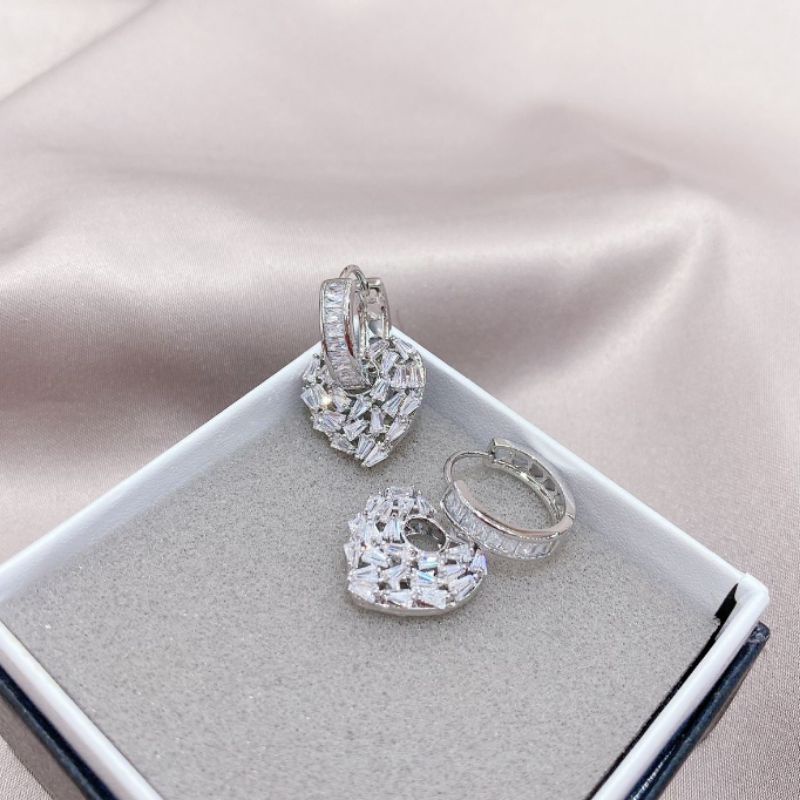 Anting Silver925 Perak mata tanam anting silver perak Anti Karat anti alergi anting premium berlian kilap N-031
